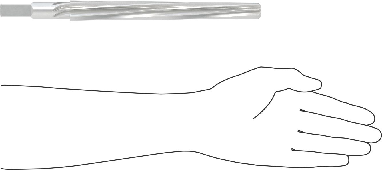 Konik Pimli Delikler için Kare Şaftlı Rayba, Spiral Yiv, 0,8780“ x 0,7060” Rayba Çapı