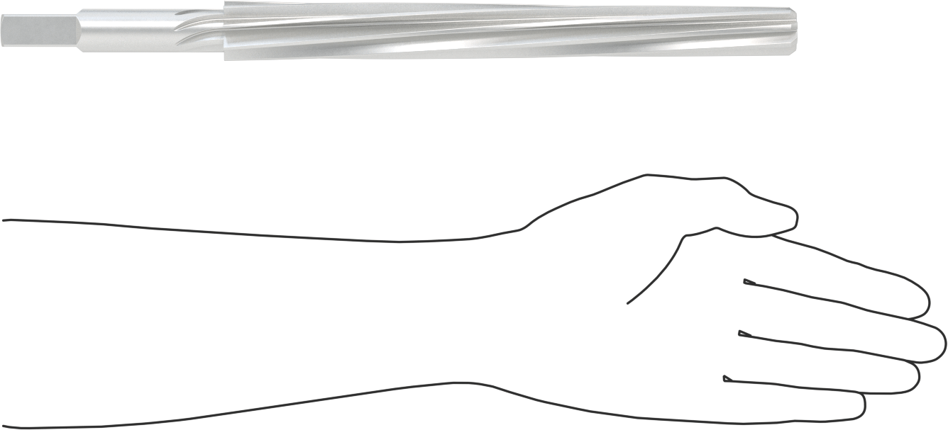 Konik Pimli Delikler için Kare Şaftlı Rayba, Spiral Yiv, 1,0500“ x 0,8420” Rayba Çapı