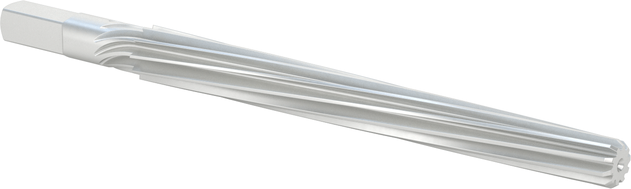 Konik Pimli Delikler için Kare Şaftlı Rayba, Spiral Yiv, 1,2590 inç x 1,0090 inç Rayba Çapı