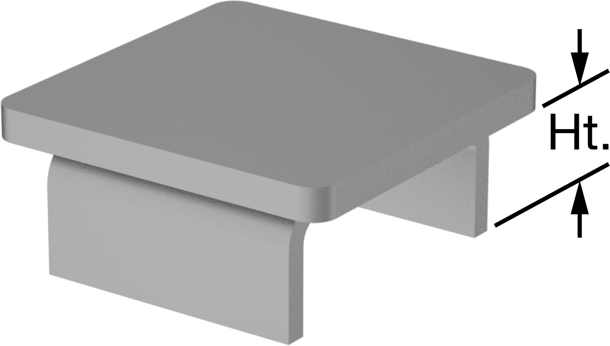 Metal Kare Tapa, Çelik, 1,76“ Uzunluk x 1,76” Genişlik İç Çap için