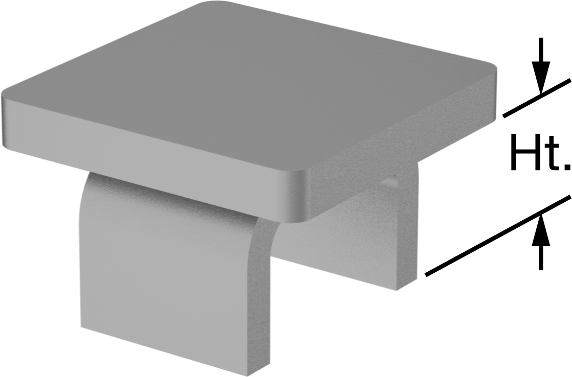 Metal Kare Tapa, Alüminyum, 1,02“ Uzunluk x 1,02” İç Genişlik için