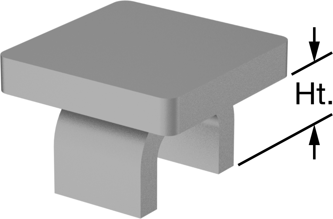 Metal Kare Tapa, Alüminyum, 0,77“ Uzunluk x 0,77” İç Genişlik için