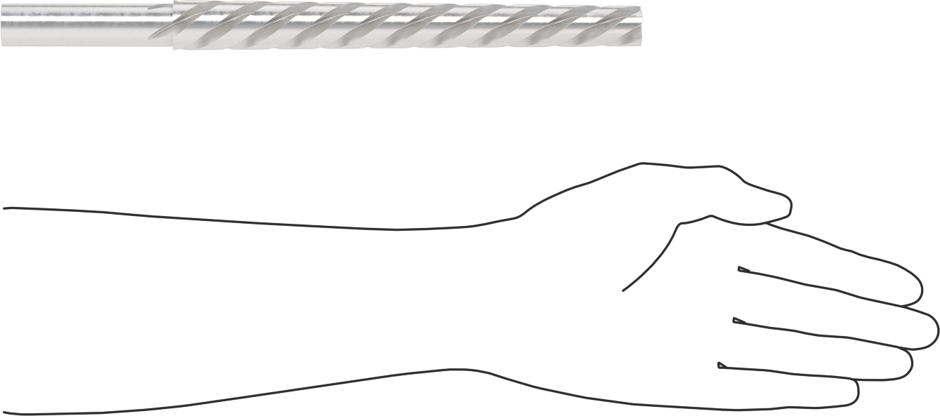 Konik Pimli Delikler için Yuvarlak Şaftlı Rayba, Heliks Oluk, 0,8780“ x 0,7060” Rayba Çapı
