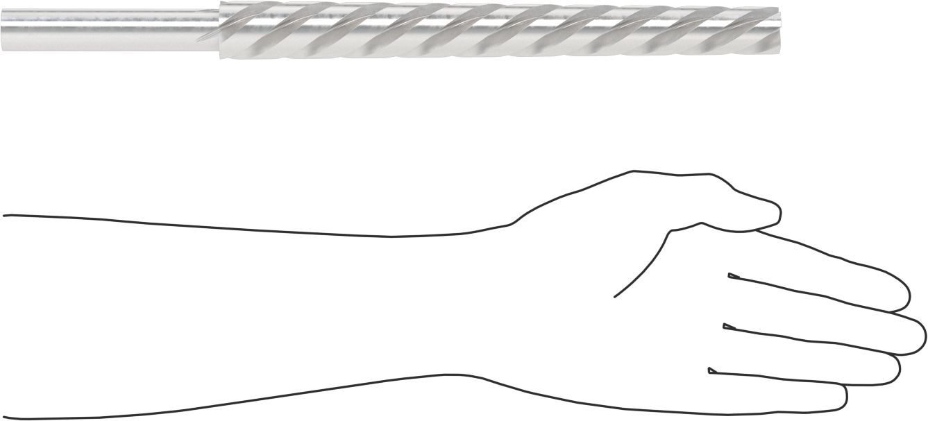 Konik Pimli Delikler için Yuvarlak Şaftlı Rayba, Heliks Oluk, 1,0500“ x 0,8420” Rayba Çapı