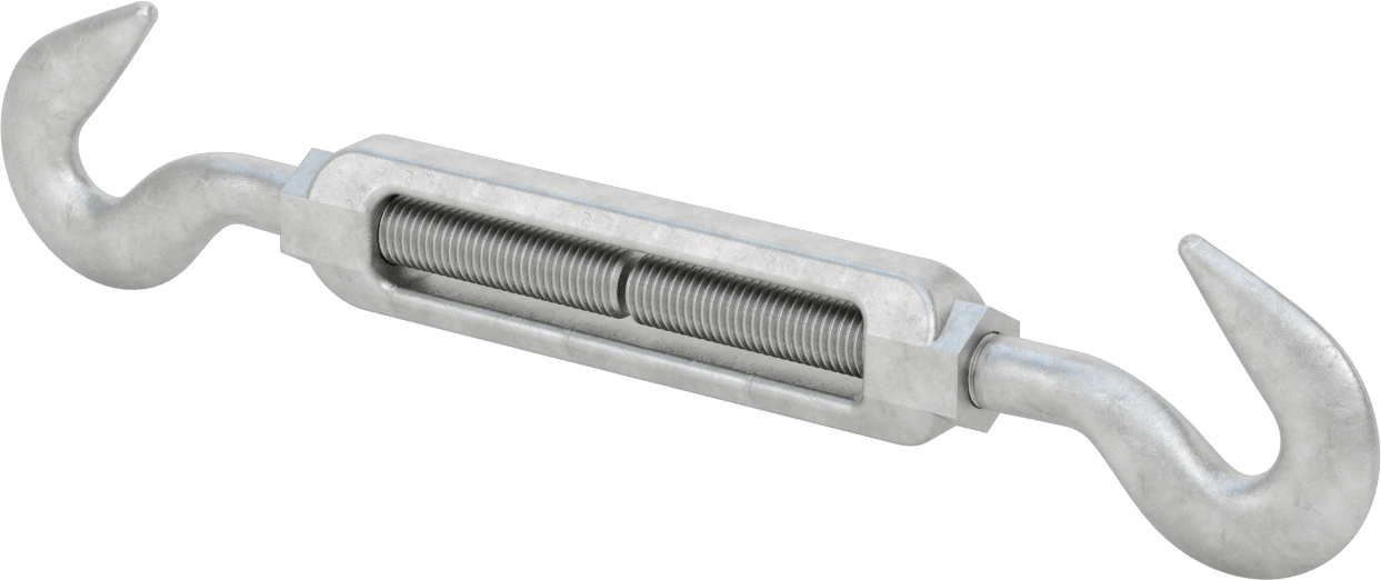 Dövme Galvanizli Çelik Gerdirme - Kaldırma Amaçlı Değildir, Kancadan Kancaya, 3000 lb. Kapasite, 16-3/4" Geri Çekilmiş Uzunluk