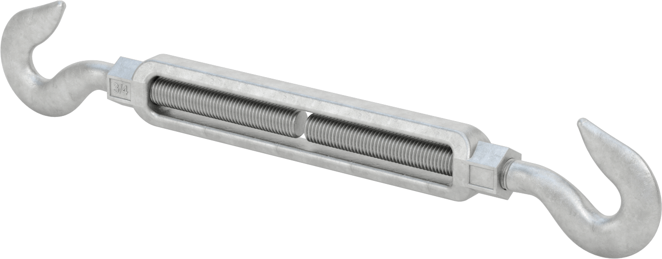 Dövme Galvanizli Çelik Gerdirme - Kaldırma Amaçlı Değildir, Kancadan Kancaya, 3000 lb. Kapasite, 19-1/2" Geri Çekilmiş Uzunluk