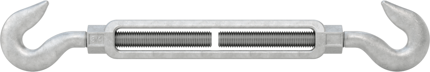 Dövme Galvanizli Çelik Gerdirme - Kaldırma Amaçlı Değildir, Kancadan Kancaya, 3000 lb. Kapasite, 19-1/2" Geri Çekilmiş Uzunluk