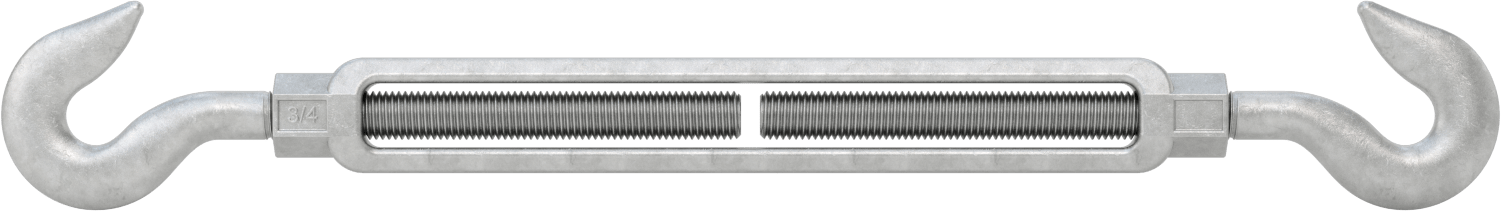 Dövme Galvanizli Çelik Gerdirme - Kaldırma Amaçlı Değildir, Kancadan Kancaya, 3000 lb. Kapasite, 23-1/4" Geri Çekilmiş Uzunluk
