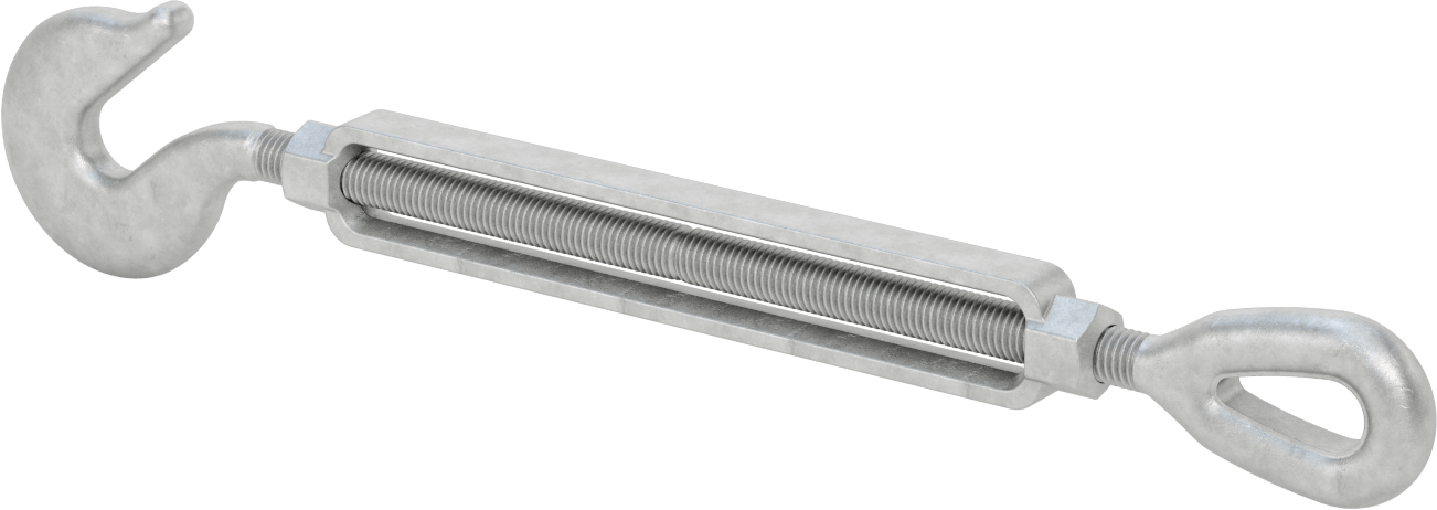 Dövme Galvanizli Çelik Gerdirme - Kaldırma Amaçlı Değildir, Kanca-Göz, 2250 lb Kapasite, 19-1/4 inç Geri Çekilmiş Uzunluk