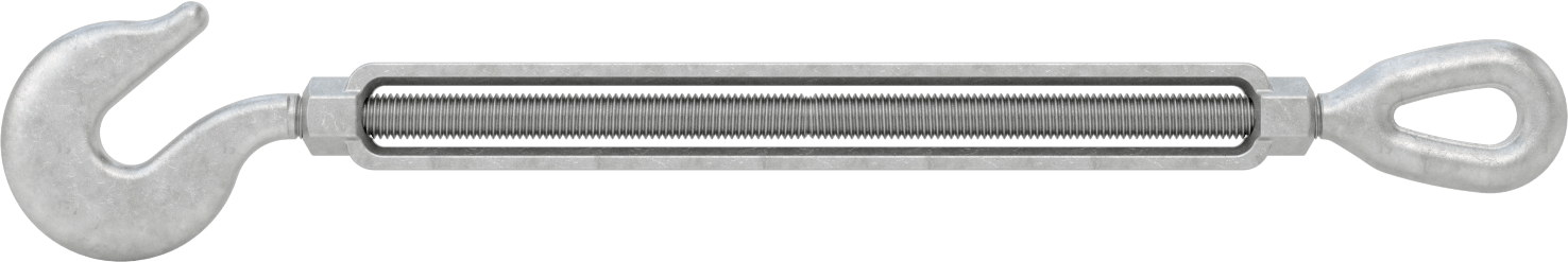 Dövme Galvanizli Çelik Gerdirme - Kaldırma Amaçlı Değildir, Kanca-Göz, 2250 lb Kapasite, 21-1/2" Geri Çekilmiş Uzunluk