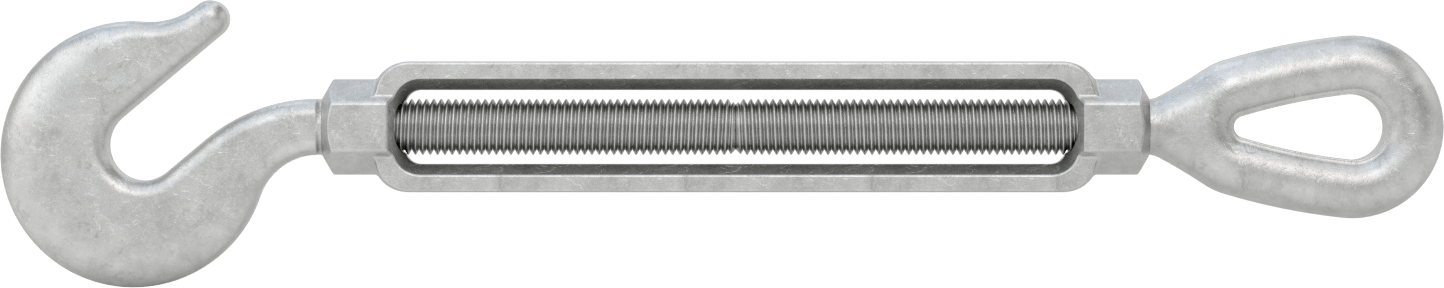 Dövme Galvanizli Çelik Gerdirme - Kaldırma Amaçlı Değildir, Kanca-Göz, 3000 lb. Kapasite, 19-5/8" Geri Çekilmiş Uzunluk