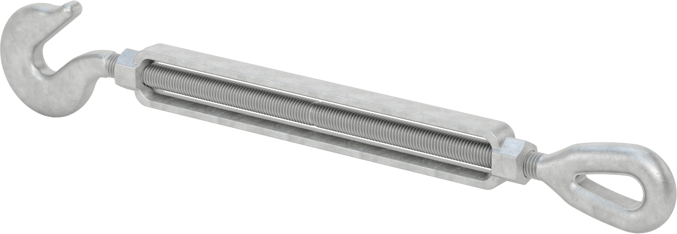Dövme Galvanizli Çelik Gerdirme - Kaldırma Amaçlı Değildir, Kanca-Göz, 3000 lb. Kapasite, 23-1/2" Geri Çekilmiş Uzunluk