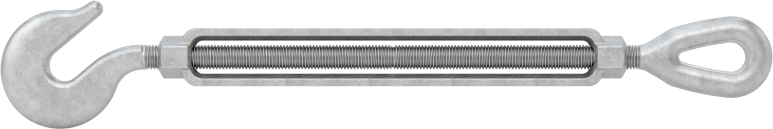 Dövme Galvanizli Çelik Gerdirme - Kaldırma Amaçlı Değildir, Kanca-Göz, 3000 lb. Kapasite, 23-1/2" Geri Çekilmiş Uzunluk