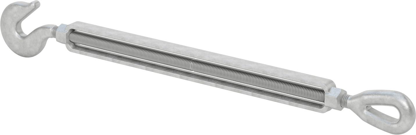 Dövme Galvanizli Çelik Gerdirme - Kaldırma Amaçlı Değildir, Kanca-Göz, 3000 lb. Kapasite, 29-1/2" Geri Çekilmiş Uzunluk
