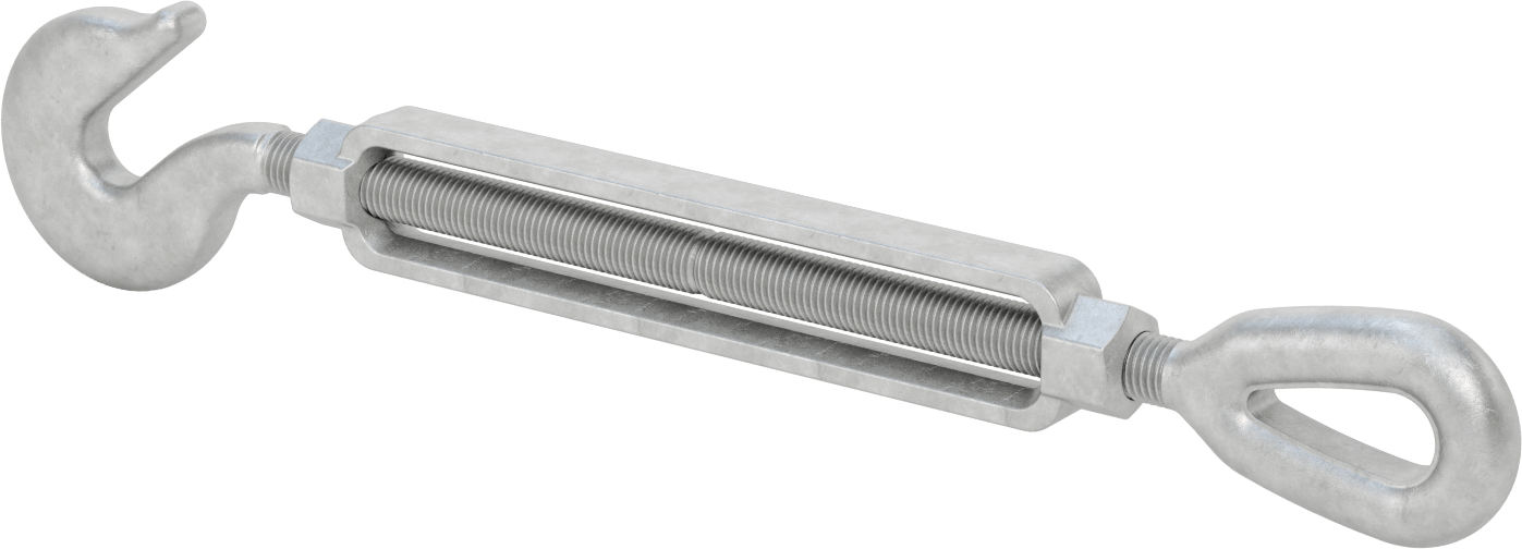 Dövme Galvanizli Çelik Gerdirme - Kaldırma Amaçlı Değildir, Kanca-Göz, 5000 lbs. Kapasite, 27-1/4" Geri Çekilmiş Uzunluk