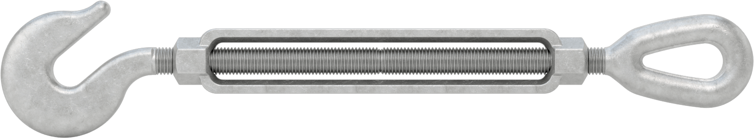 Dövme Galvanizli Çelik Gerdirme - Kaldırma Amaçlı Değildir, Kanca-Göz, 5000 lbs. Kapasite, 27-1/4" Geri Çekilmiş Uzunluk