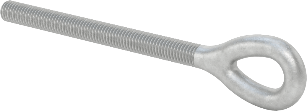 Dövme Galvanizli Çelik Gerdirme, Sadece Göz Bağlantı Parçası, 1/2"-13 Sağ Diş, 5-9/16" Diş Uzunluğu