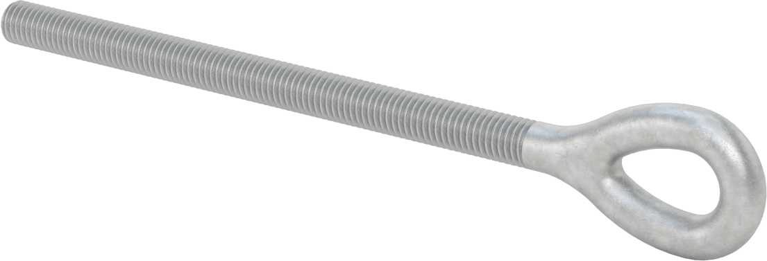 Dövme Galvanizli Çelik Gerdirme, Sadece Göz Bağlantı Parçası, 1/2"-13 Sağ Diş, 7" Diş Uzunluğu