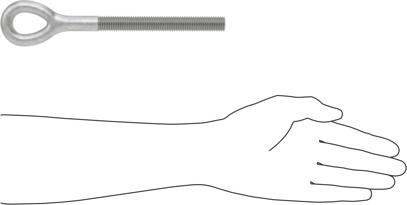 Dövme Galvanizli Çelik Gerdirme, Sadece Göz Bağlantı Parçası, 5/8"-11 Sol Dişli, 5-3/16" Diş Uzunluğu