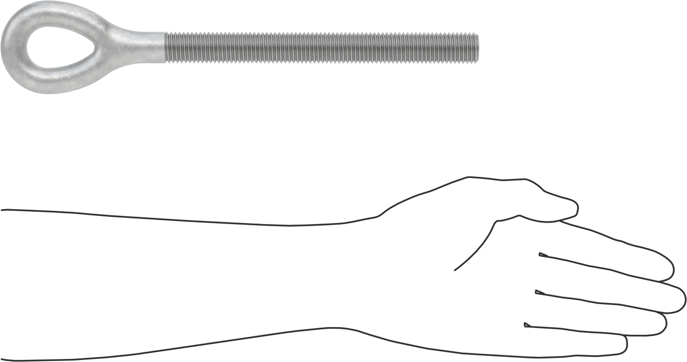 Dövme Galvanizli Çelik Gerdirme, Sadece Göz Bağlantı Parçası, 3/4"-10 Sağ Dişli, 7-9/16" Diş Uzunluğu
