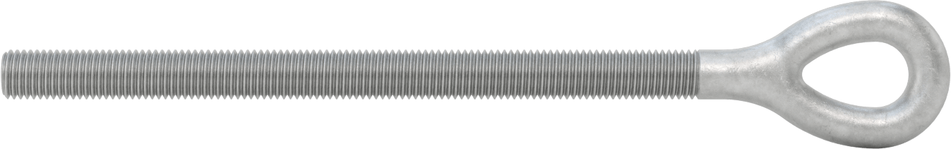 Dövme Galvanizli Çelik Gerdirme, Sadece Göz Bağlantı Parçası, 3/4"-10 Sol Diş, 10-9/16" Diş Uzunluğu