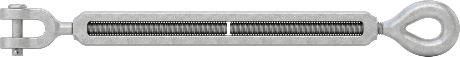 Dövme Galvanizli Çelik Gerdirme - Kaldırma Amaçlı Değildir, Çatal-Göz Bağlantısı, 7200 lbs. Kapasite, 30-9/16" Geri Çekilmiş Uzunluk