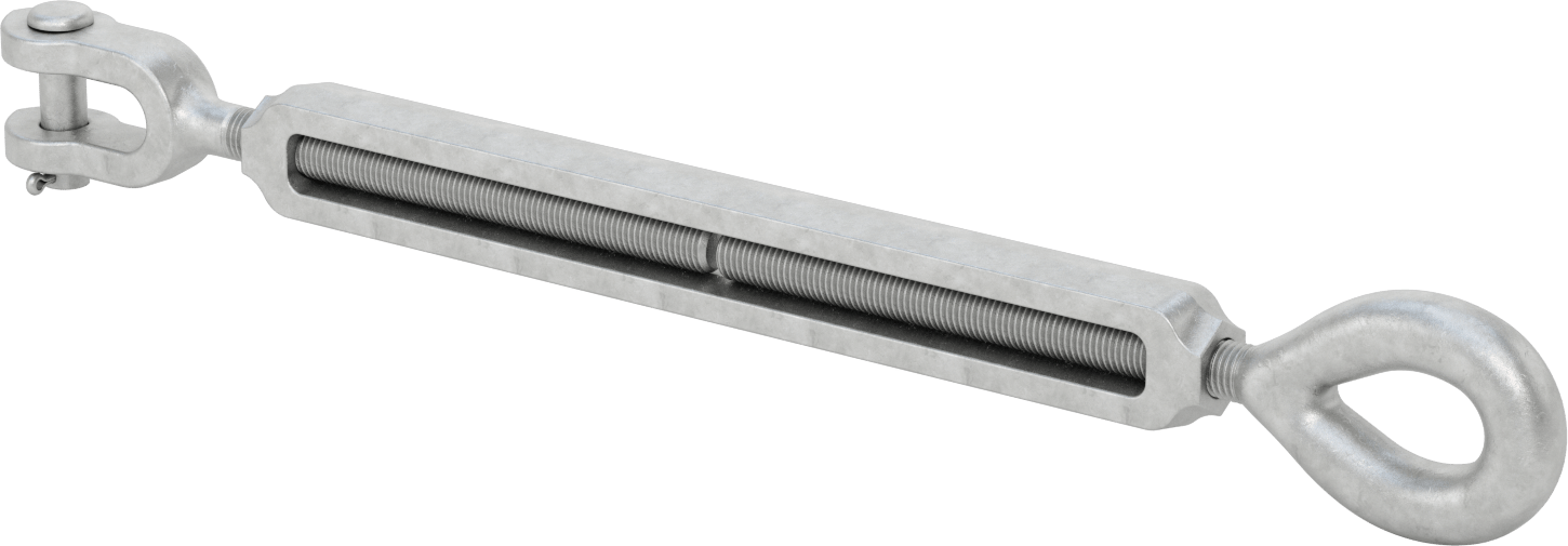Dövme Galvanizli Çelik Gerdirme - Kaldırma Amaçlı Değildir, Çatal-Göz Bağlantısı, 10000 lbs. Kapasite, 32-7/8" Geri Çekilmiş Uzunluk