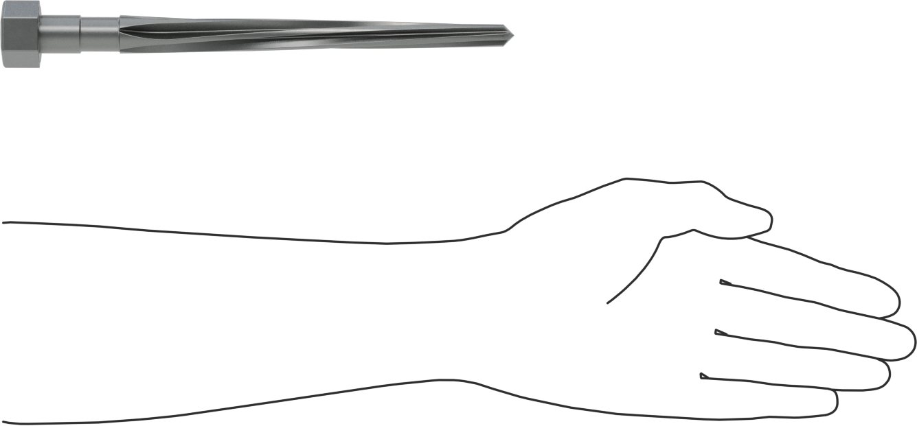 Delik Hizalama için Altıgen Şaftlı Rayba, 7-1/8" Uzunlukta Spiral Yiv, 0,6875“ x 0,3906” Rayba Çapı