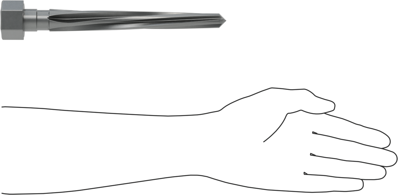 Delik Hizalama için Altıgen Şaftlı Rayba, 7-3/8" Uzunlukta Spiral Yiv, 0,9375“ x 0,5938” Rayba Çapı