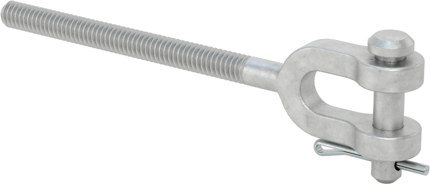 Dövme Galvanizli Çelik Gerdirme - Kaldırma Amaçlı Değildir, Çatal Uç, 1/4"-20, Sağ Dişli, 4-3/8" Toplam