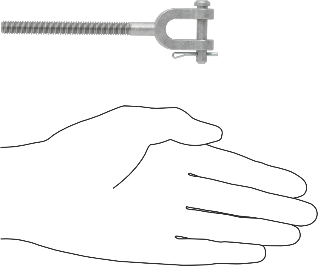 Dövme Galvanizli Çelik Gerdirme - Kaldırma Amaçlı Değildir, Çatal Uç, 5/16"-18, Sağ Dişli, 4-15/16" Toplam