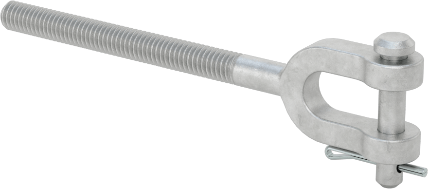 Dövme Galvanizli Çelik Gerdirme - Kaldırma Amaçlı Değildir, Çatal Uç, 5/16"-18, Sağ Dişli, 4-15/16" Toplam