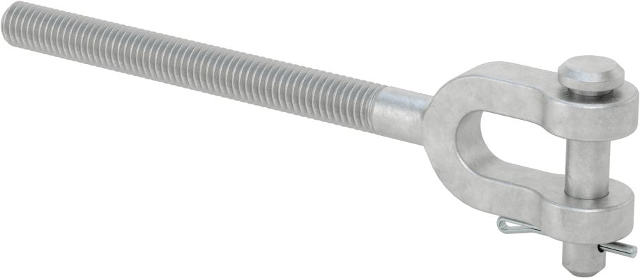 Dövme Galvanizli Çelik Gerdirme - Kaldırma Amaçlı Değildir, Çatal Uç, 3/8"-16, Sağ Dişli, 5-3/4" Toplam
