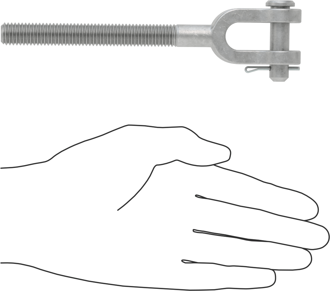 Dövme Galvanizli Çelik Gerdirme - Kaldırma Amaçlı Değildir, Çatal Uç, 1/2"-13, Sağ Dişli, 6-3/4" Toplam