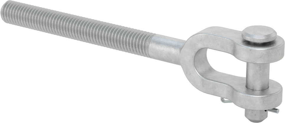 Dövme Galvanizli Çelik Gerdirme - Kaldırma Amaçlı Değildir, Çatal Uç, 1/2"-13, Sağ Dişli, 6-3/4" Toplam