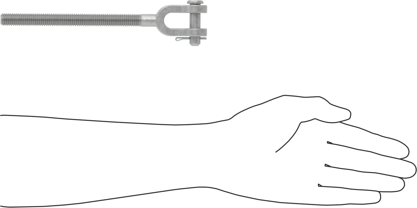 Dövme Galvanizli Çelik Gerdirme - Kaldırma Amaçlı Değildir, Çatal Uç, 1/2"-13, Sağ Dişli, 8-1/4" Toplam