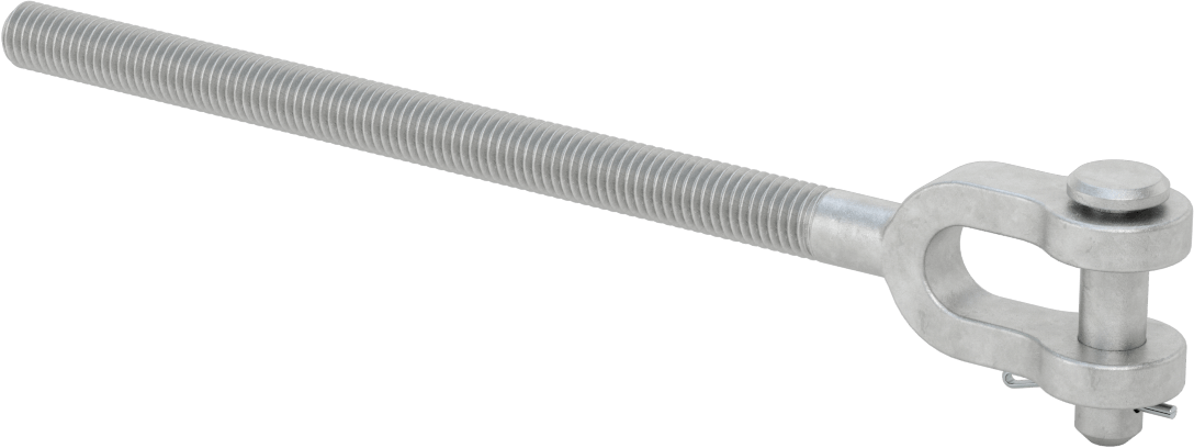 Dövme Galvanizli Çelik Gerdirme - Kaldırma Amaçlı Değildir, Çatal Uç, 1/2"-13, Sağ Dişli, 9-3/4" Toplam