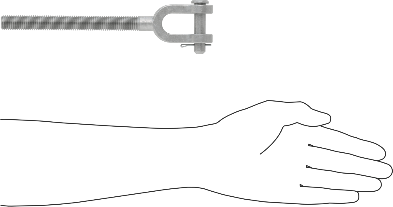 Dövme Galvanizli Çelik Gerdirme - Kaldırma Amaçlı Değildir, Çatal Uç, 5/8"-11, Sağ Dişli, 9 inç Toplam