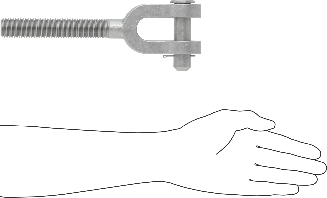 Dövme Galvanizli Çelik Gerdirme - Kaldırma Amaçlı Değildir, Çatal Uç, 1"-8, Sağ Dişli, 10-1/4" Toplam