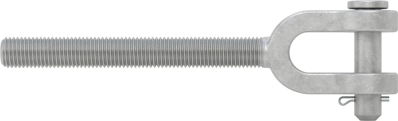 Dövme Galvanizli Çelik Gerdirme - Kaldırma Amaçlı Değildir, Çatal Uç, 1"-8, Sağ Dişli, 12-13/16" Toplam Uzunluk