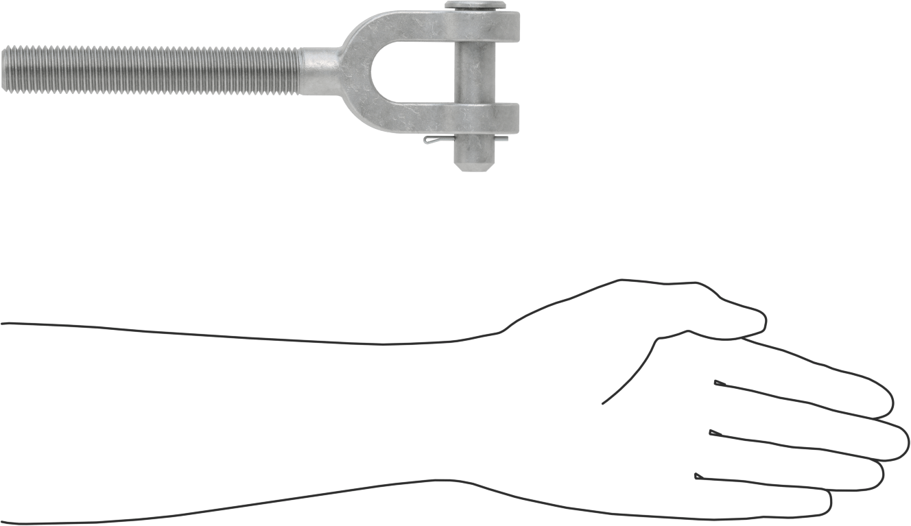 Dövme Galvanizli Çelik Gerdirme - Kaldırma Amaçlı Değildir, Çatal Uç, 7/8"-9, Sağ Dişli, 9-1/2" Toplam