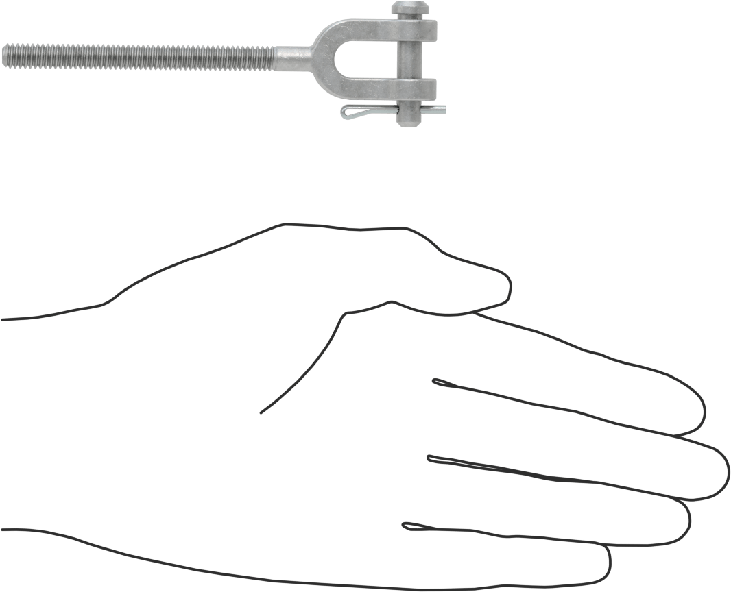 Dövme Galvanizli Çelik Gerdirme - Kaldırma Amaçlı Değildir, Çatal Uç, 1/4"-20, Sol El Diş, 4-3/8" Toplam