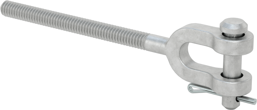 Dövme Galvanizli Çelik Gerdirme - Kaldırma Amaçlı Değildir, Çatal Uç, 1/4"-20, Sol El Diş, 4-3/8" Toplam