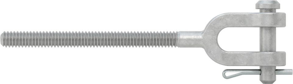 Dövme Galvanizli Çelik Gerdirme - Kaldırma Amaçlı Değildir, Çatal Uç, 1/4"-20, Sol El Diş, 4-3/8" Toplam