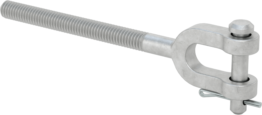 Dövme Galvanizli Çelik Gerdirme - Kaldırma Amaçlı Değildir, Çatal Uç, 5/16"-18, Sol El Diş, 4-15/16" Toplam