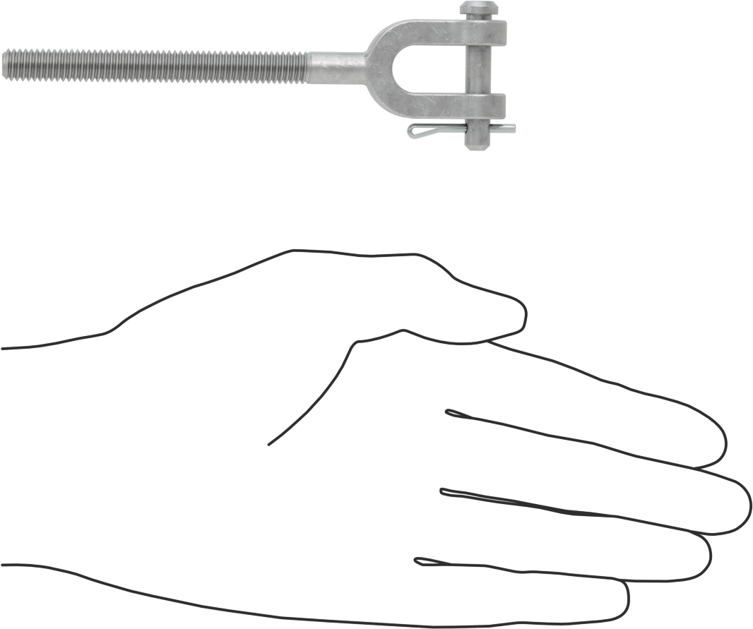 Dövme Galvanizli Çelik Gerdirme - Kaldırma Amaçlı Değildir, Çatal Uç, 5/16"-18, Sol El Diş, 4-15/16" Toplam