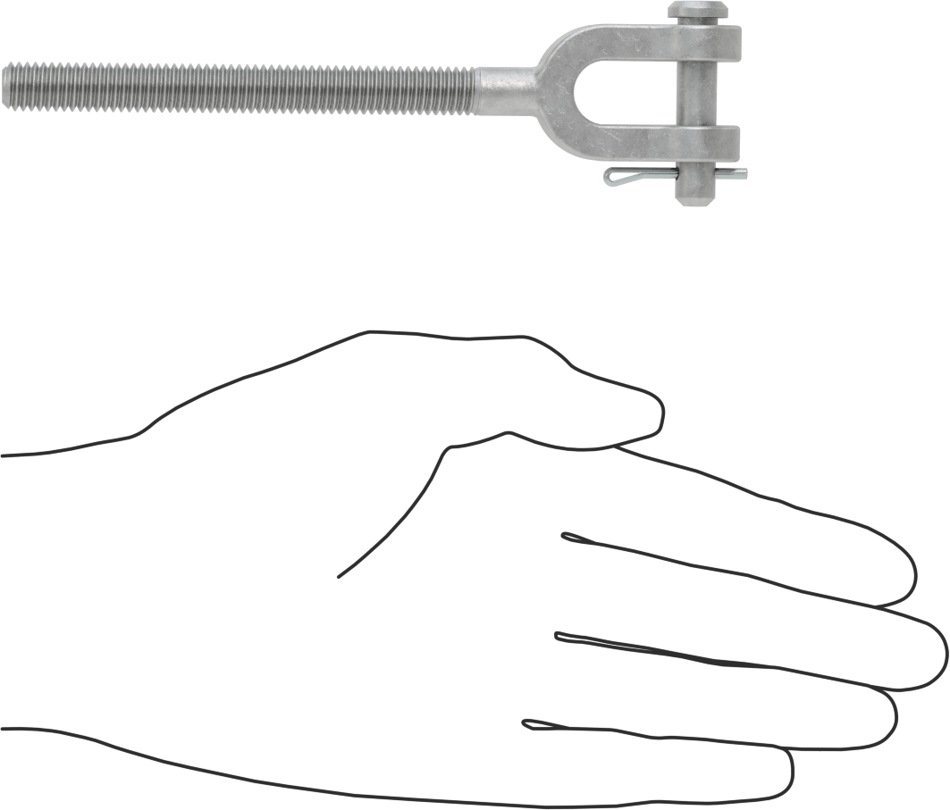 Dövme Galvanizli Çelik Gerdirme - Kaldırma Amaçlı Değildir, Çatal Uç, 3/8"-16, Sol El Diş, 5-3/4" Toplam