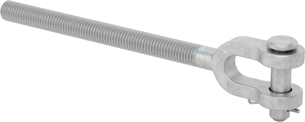 Dövme Galvanizli Çelik Gerdirme - Kaldırma Amaçlı Değildir, Çatal Uç, 1/2"-13, Sol El Diş, 8-1/4" Toplam