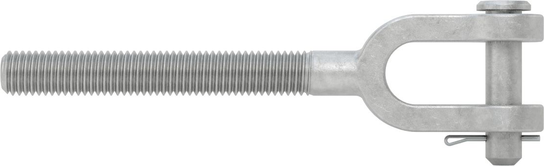 Dövme Galvanizli Çelik Gerdirme - Kaldırma Amaçlı Değildir, Çatal Uç, 5/8"-11, Sol El Diş, 7-1/2" Toplam