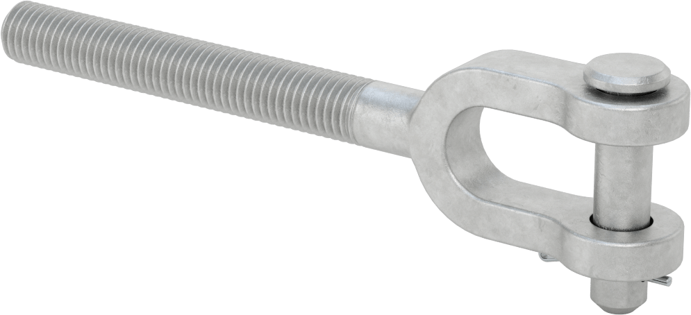 Dövme Galvanizli Çelik Gerdirme - Kaldırma Amaçlı Değildir, Çatal Uç, 5/8"-11, Sol El Diş, 7-1/2" Toplam